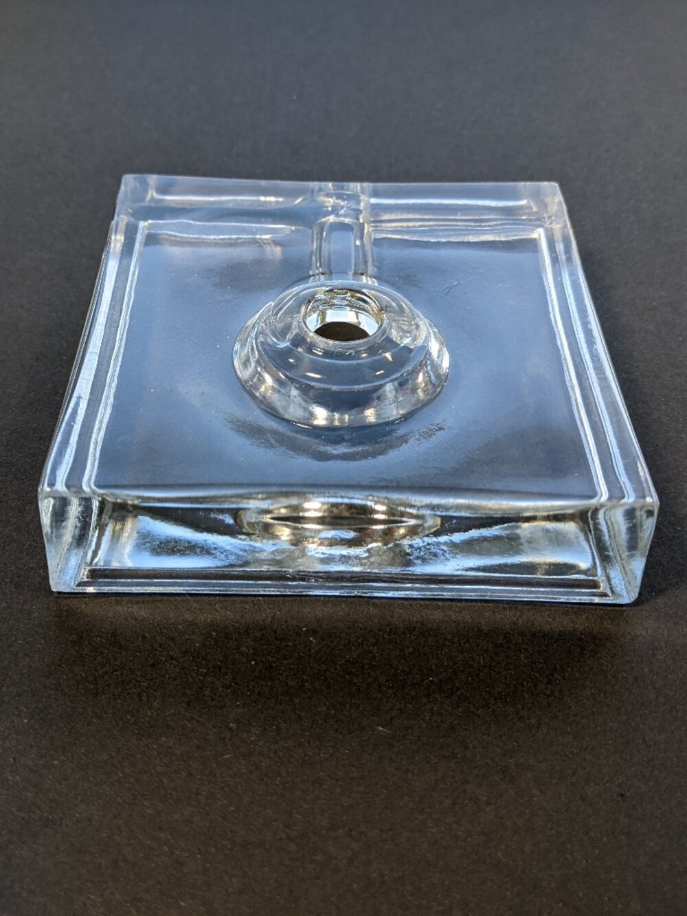 Vintage Clear Glass Lamp Base - Square 3.5 in. with space for cord